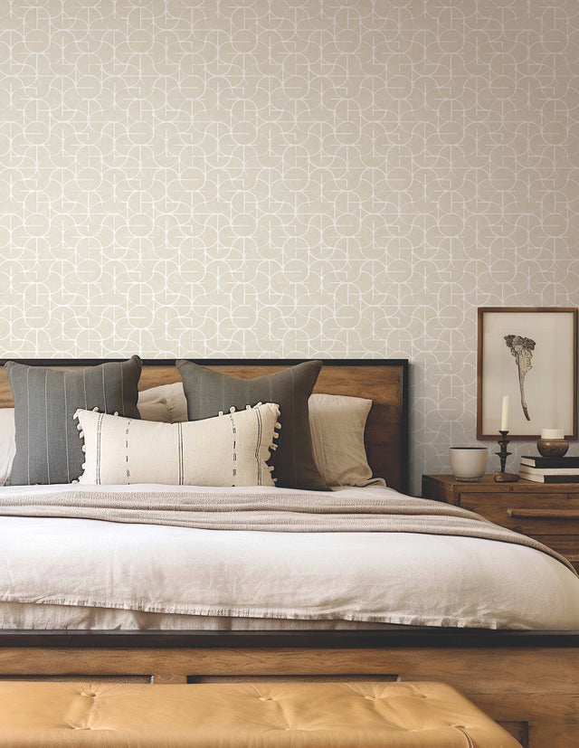 Looking Glass Beige Geometric Metallic Non Woven Wallpaper - York FM1103