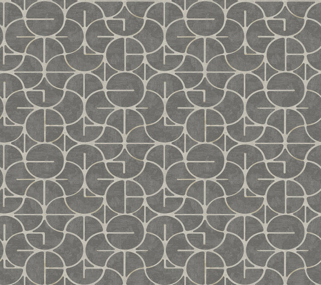 Looking Glass Charcoal Geometric Metallic Non Woven Wallpaper - York FM1104