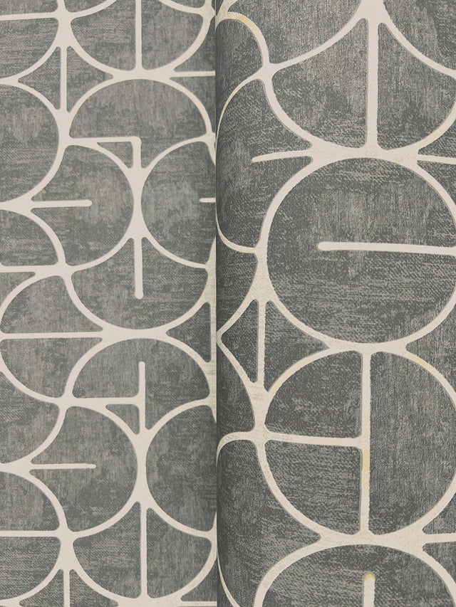 Looking Glass Charcoal Geometric Metallic Non Woven Wallpaper - York FM1104