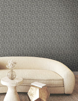 Looking Glass Charcoal Geometric Metallic Non Woven Wallpaper - York FM1104