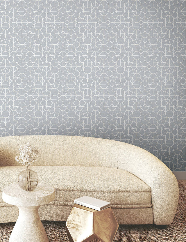Looking Glass Chambray Geometric Metallic Transitional Wallpaper - York FM1106