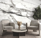 Imperial Marble Black & White Wall Mural with Modern Marble Vein Pattern - York FM1109M