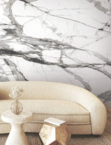 Imperial Marble Black & White Wall Mural with Modern Marble Vein Pattern - York FM1109M