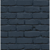Alpin Navy Painted Brick wallpaper roll and room setting