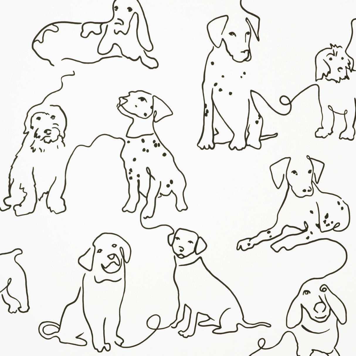 Ansel Black Dog Sketches Wallpaper in Black by Fine Decor