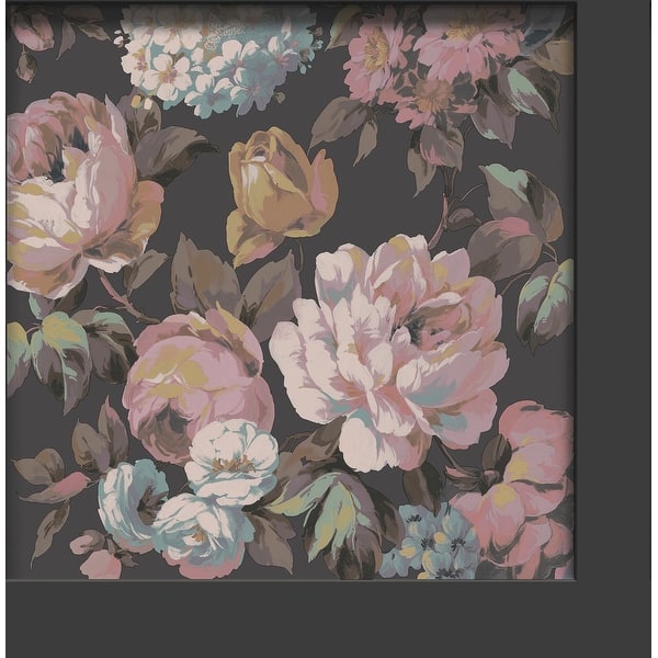 Fine Decor Arlene Black Floral Panel Wallpaper sample