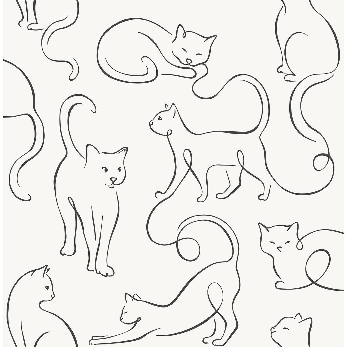 Fine Decor Clarice Black Cat Sketches Wallpaper FD43720