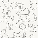 Fine Decor Clarice Black Cat Sketches Wallpaper FD43720