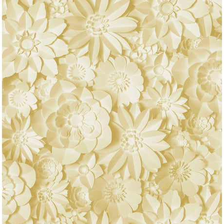 Dacre Yellow Floral Wallpaper by Fine Decor in a buttery yellow paper-collage flower design