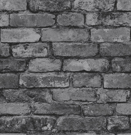 Davis Charcoal Rustic Brick Wallpaper by Fine Decor