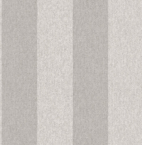 Finn Grey Chevron Stripe Wallpaper roll and room scene with grey chevron stripe pattern