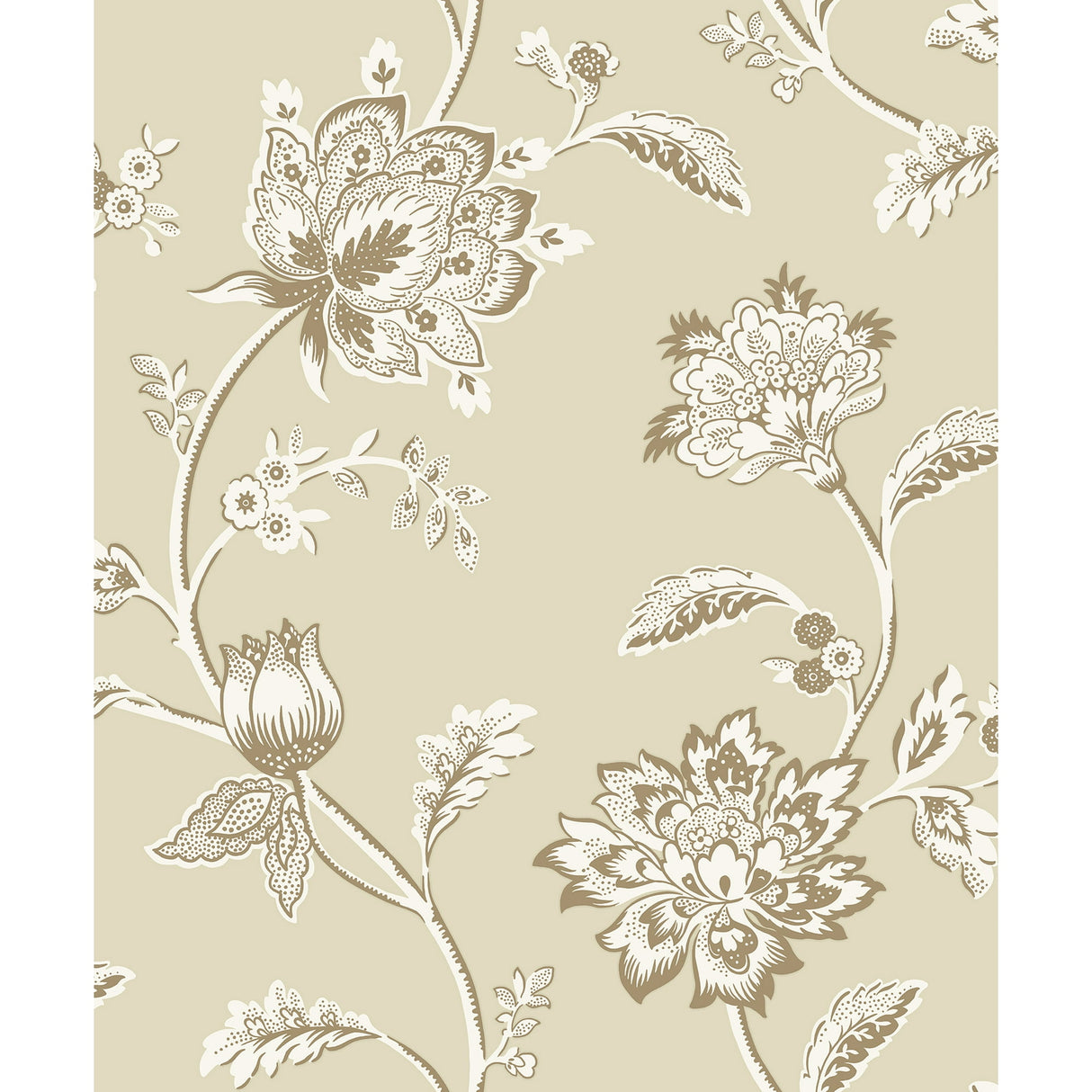Fine Decor Juliette Light Yellow Jacobean floral wallpaper roll and room scenes