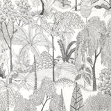 Fine Decor Lilou White Tropical Island Wallpaper pattern in charcoal on white