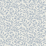 Fine Decor Marin Blue Leaf Trail Wallpaper roll and pattern in blue on light background