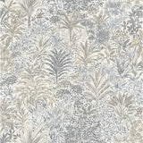 Fine Decor Meilani Natural & Grey Palm Landscape Wallpaper roll with tropical palm landscape pattern