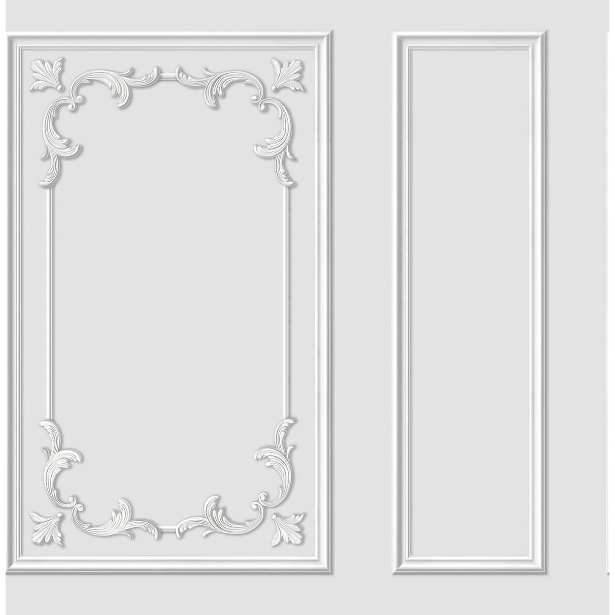 Rhonda White Ornate Paneling Wallpaper by Fine Decor