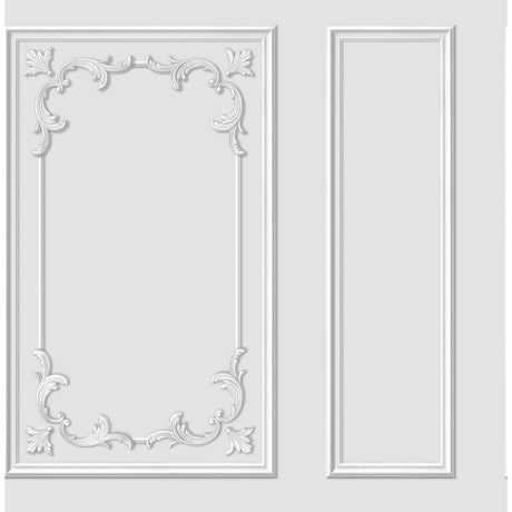 Rhonda White Ornate Paneling Wallpaper by Fine Decor