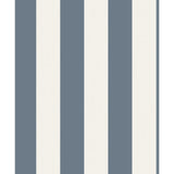 Fine Decor Tavish Blue Stripe Wallpaper roll and room scenes in powder blue and white vertical bands