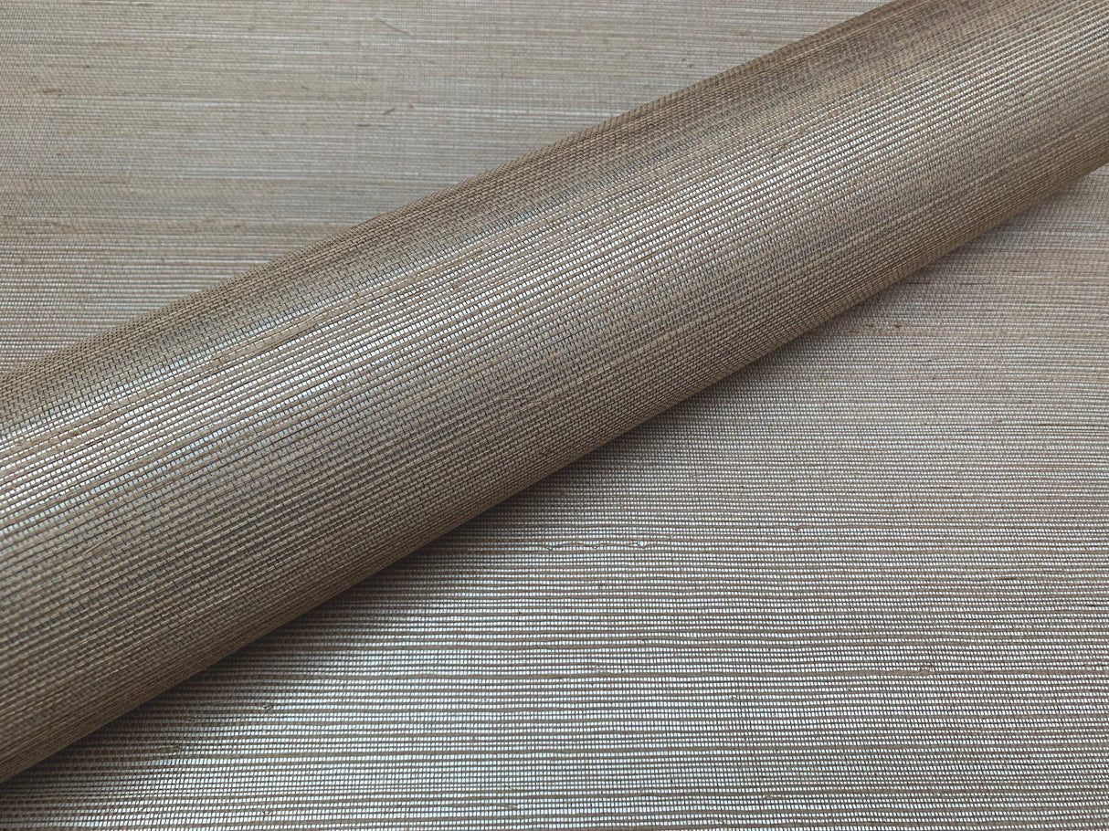 Sisal Grasscloth Silver & Beige Metallic Wallpaper Wheat - York GC0700