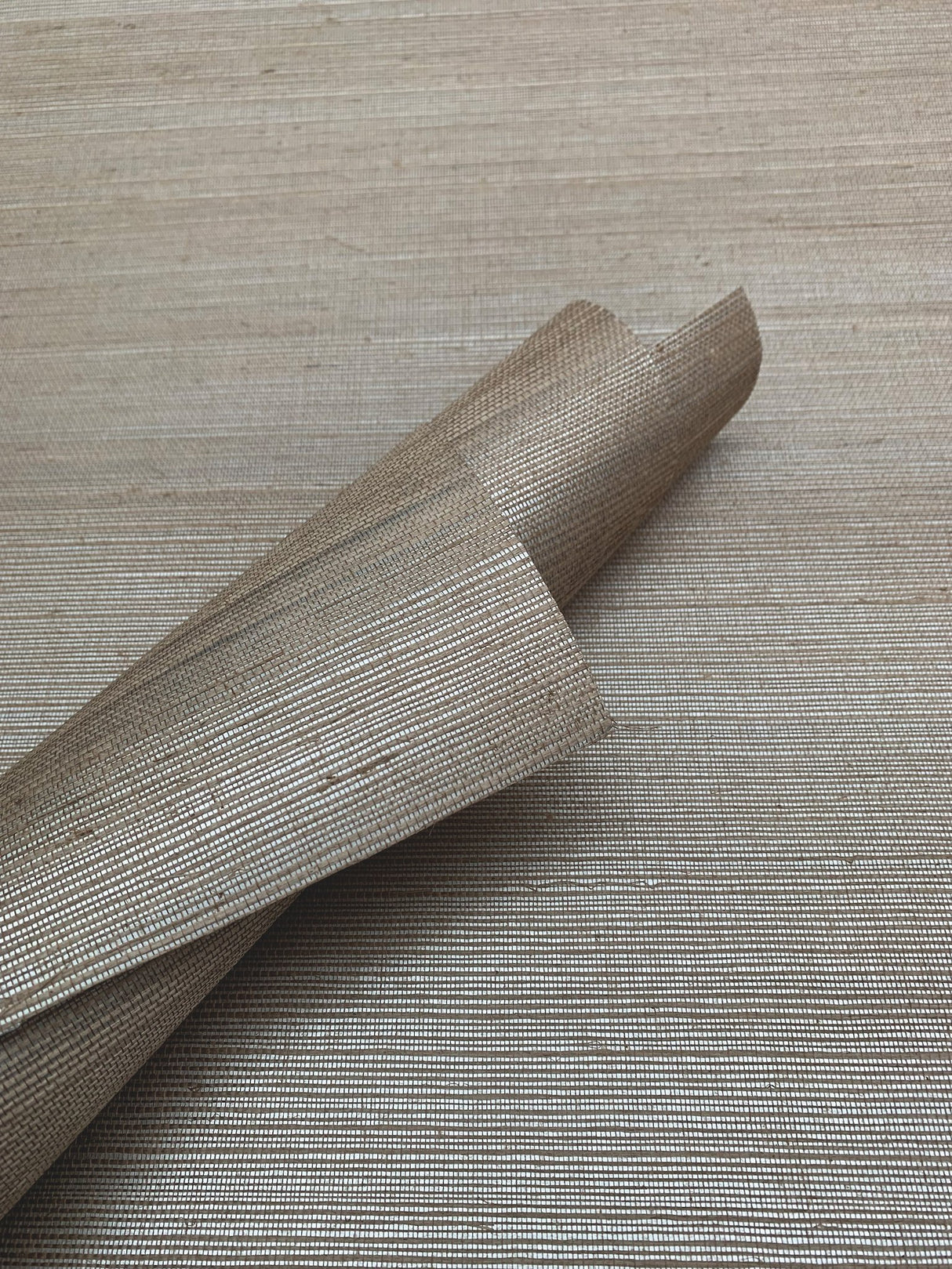 Sisal Grasscloth Silver & Beige Metallic Wallpaper Wheat - York GC0700