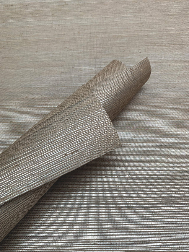 Sisal Grasscloth Silver & Beige Metallic Wallpaper Wheat - York GC0700