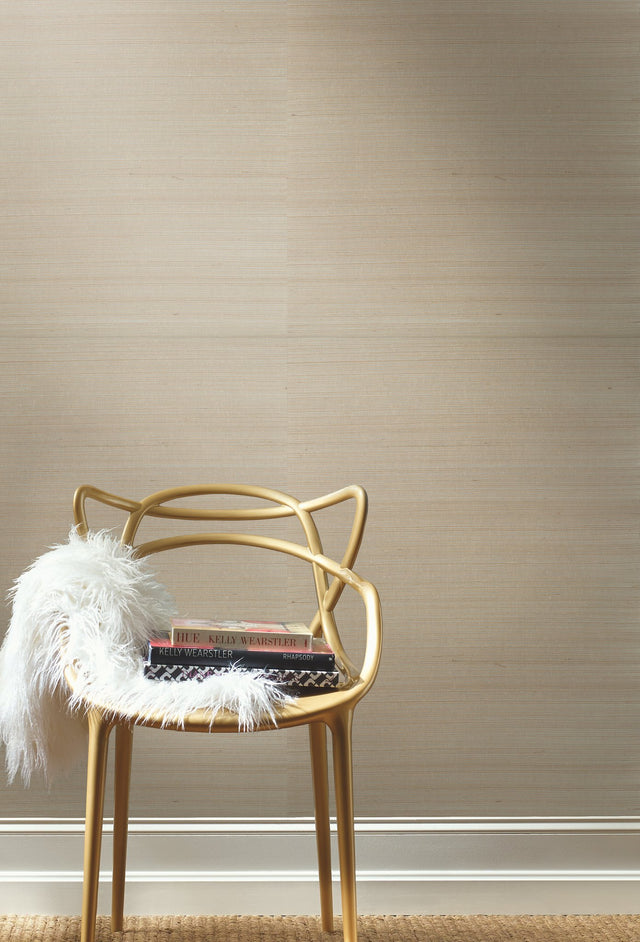 Sisal Grasscloth Silver & Beige Metallic Wallpaper Wheat - York GC0700