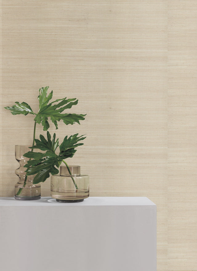 Sisal Grasscloth Silver & Beige Metallic Wallpaper Wheat - York GC0700