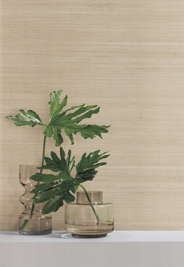 Sisal Grasscloth Silver & Beige Metallic Wallpaper Wheat - York GC0700