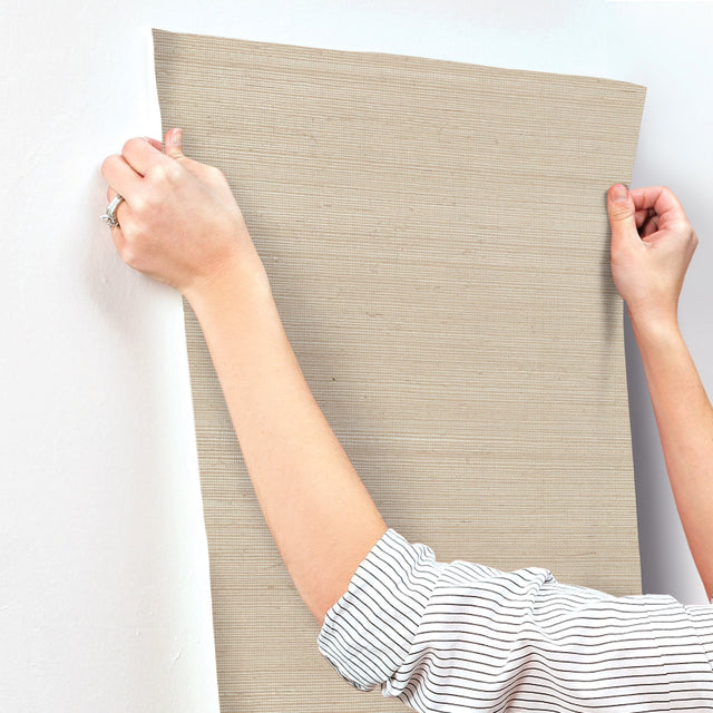 Sisal Grasscloth Silver & Beige Metallic Wallpaper Wheat - York GC0700