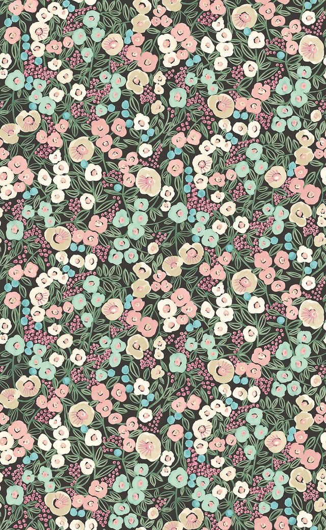 Flora Ditsy Pink Garden Wallpaper with Whimsical Botanical Flower Pattern - Brewster GHS50110W