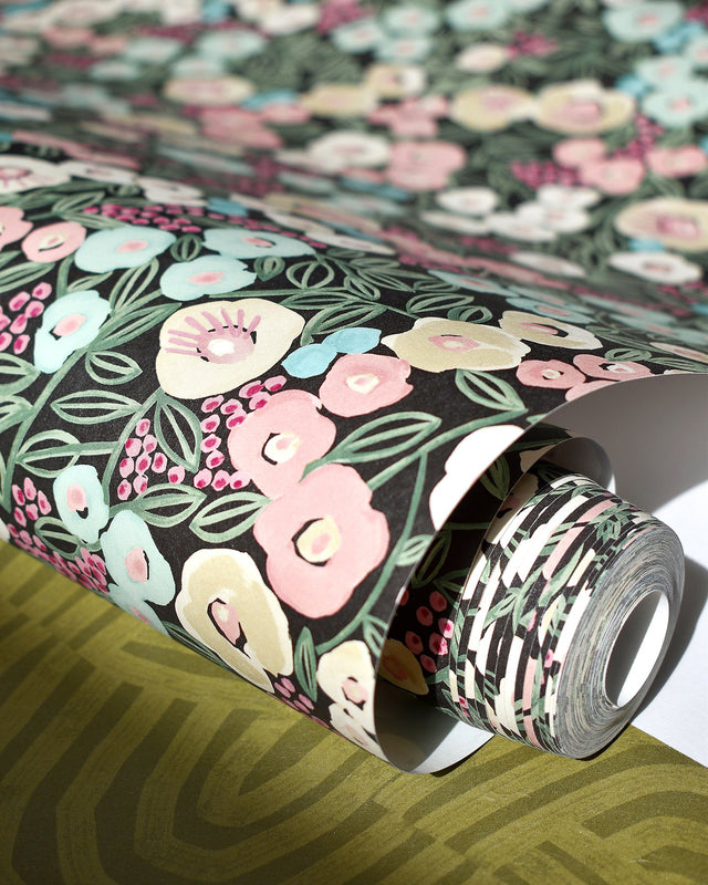 Flora Ditsy Pink Garden Wallpaper with Whimsical Botanical Flower Pattern - Brewster GHS50110W