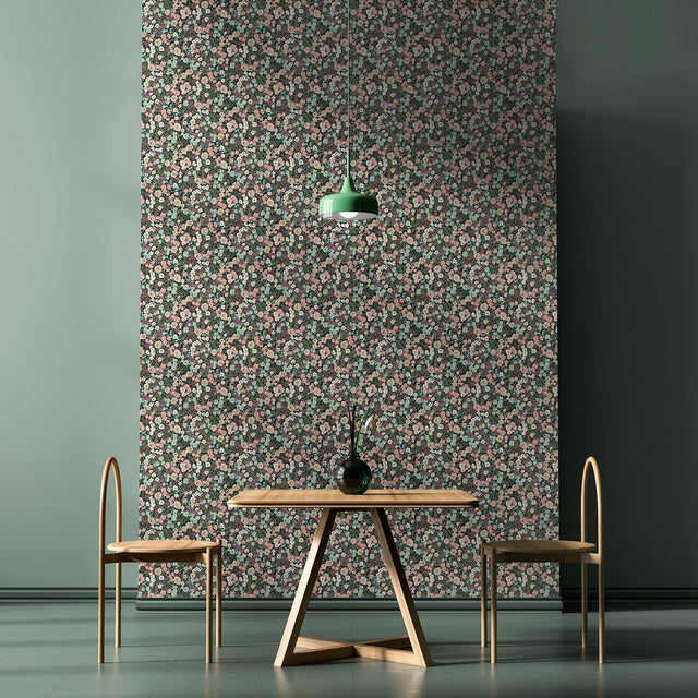 Flora Ditsy Pink Garden Wallpaper with Whimsical Botanical Flower Pattern - Brewster GHS50110W