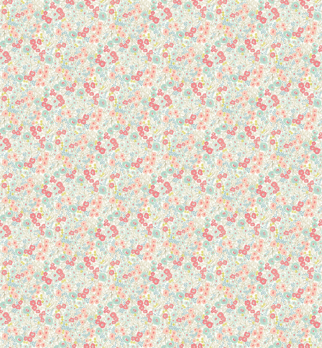 Flora Coral Garden Wallpaper with Whimsical Botanical Flowers Pattern, Paste the Wall Unpasted Non Woven - Ohpopsi GHS50118W