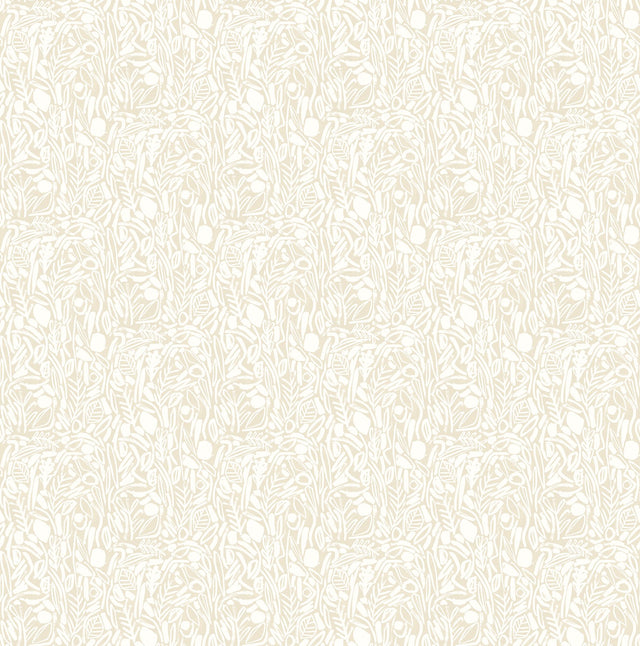 Verdure Neutral Painted Botanical Wallpaper with Modern Non Woven Design - Brewster GHS50141W