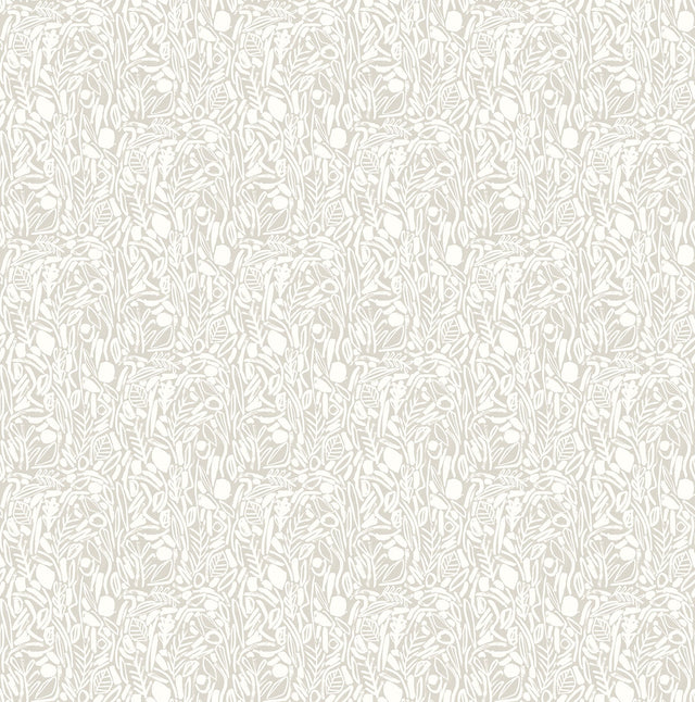 Verdure Stone Painted Botanical Grey Wallpaper with Modern Graphic Botanical Pattern - ohpopsi GHS50142W