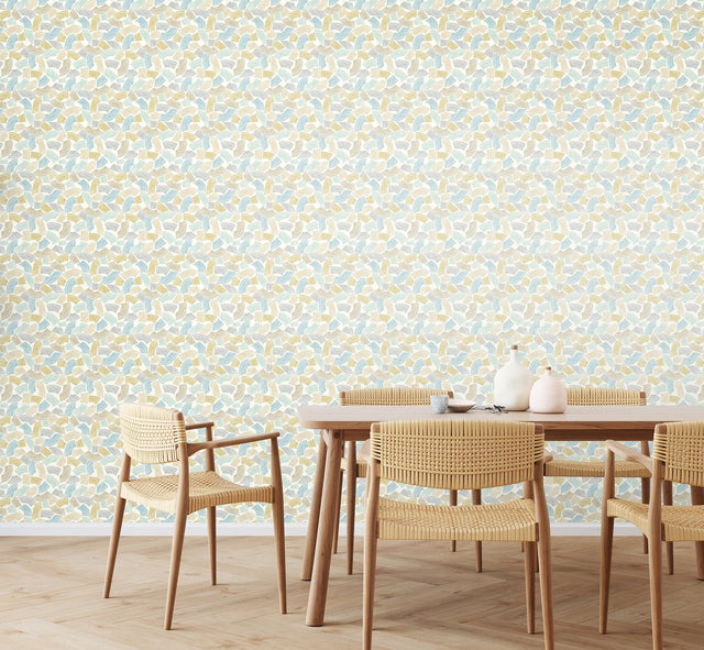 Elements Light Yellow Scribbled Arches Wallpaper with Modern Geometric Pattern - ohpopsi GHS50156W