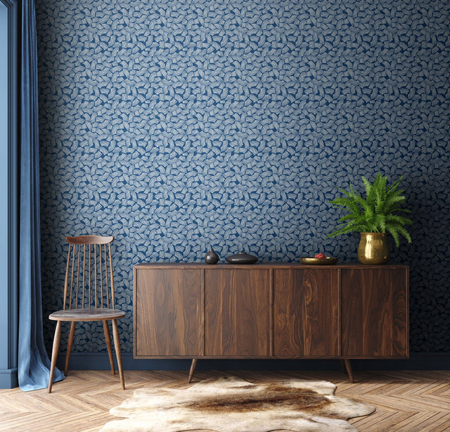 Elements Indigo Scribbled Arches Wallpaper with Modern Geometric Pattern - ohpopsi GHS50164W