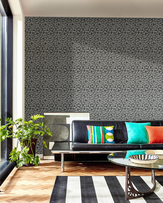 Elements Black Scribbled Arches Wallpaper with Modern Geometric Graphic Pattern - ohpopsi GHS50165W