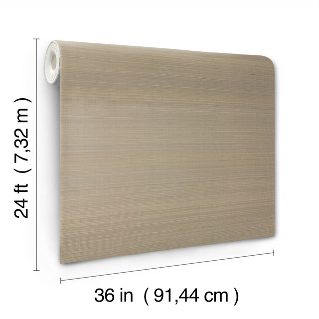 Abaca Weave Taupe Wallpaper with Traditional Grasscloth Texture - York GL0500GV