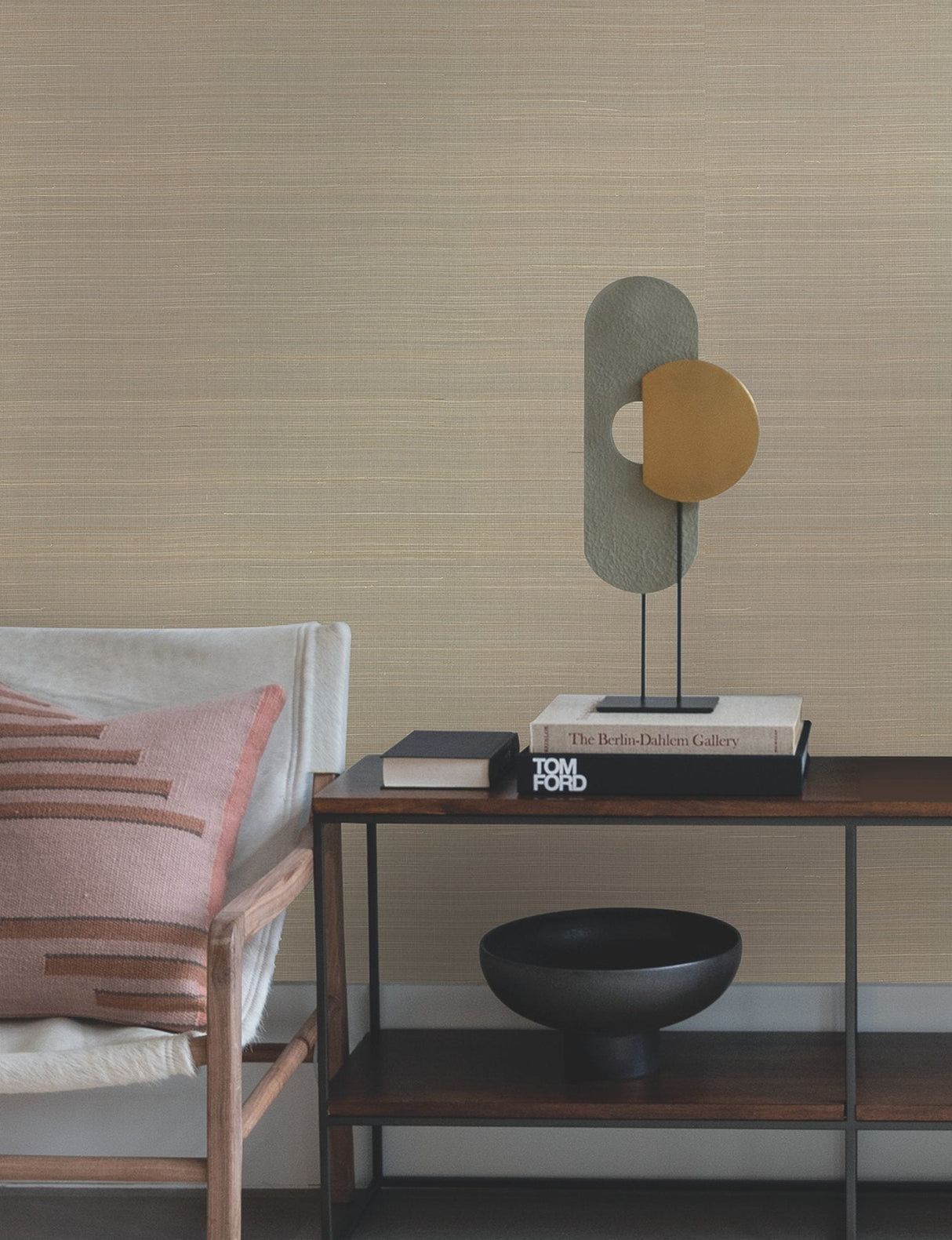 Abaca Weave Taupe Wallpaper with Traditional Grasscloth Texture - York GL0500GV SAMPLE