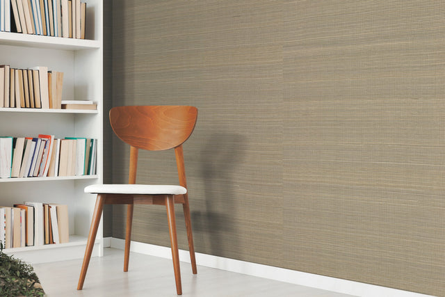 Abaca Weave Black Grasscloth Wallpaper with Natural Woven Texture - York GL0500