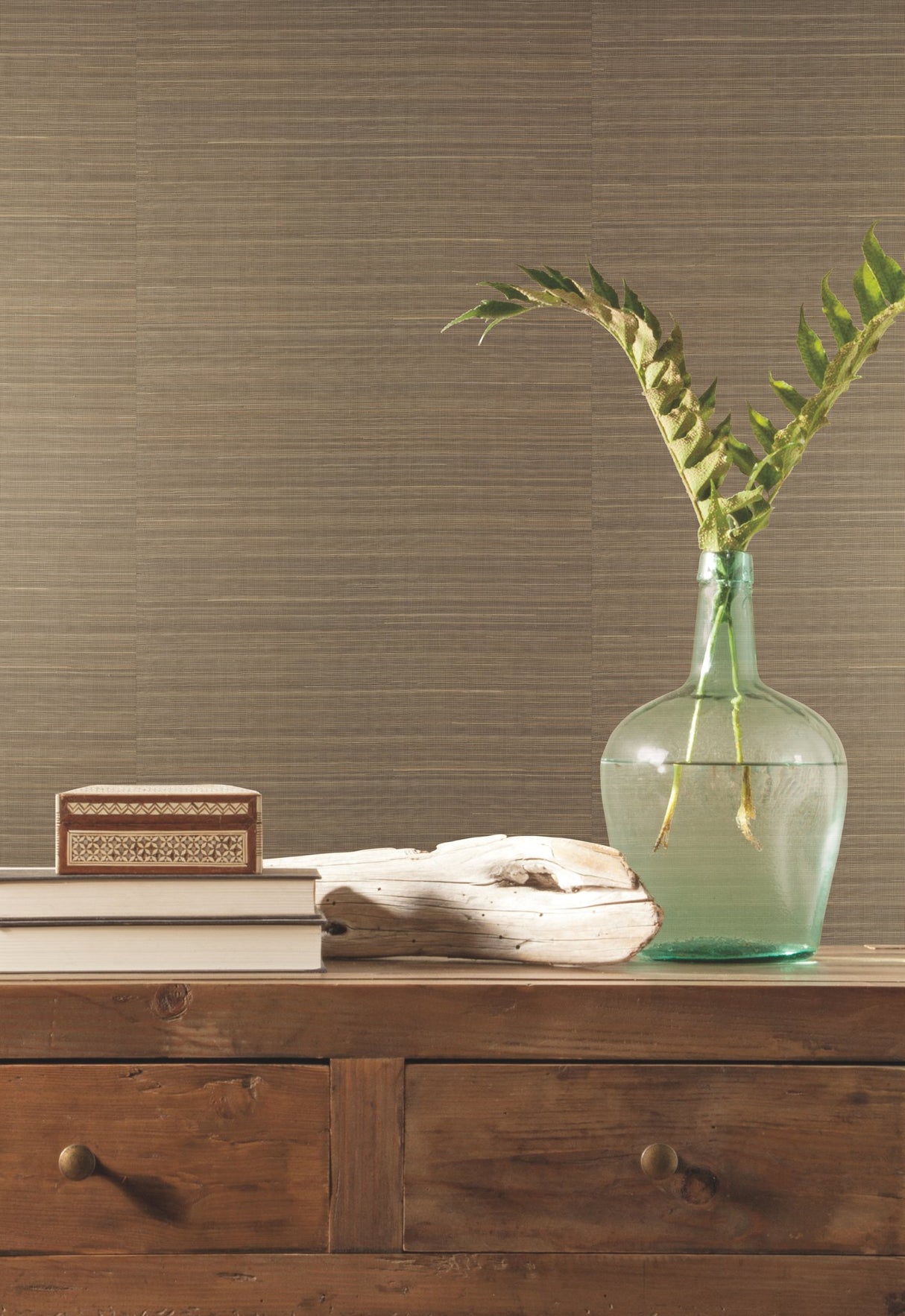 Abaca Weave Brown Grasscloth Wallpaper with Natural Woven Texture - York GL0502