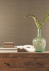 Abaca Weave Brown Grasscloth Wallpaper with Natural Woven Texture - York GL0502