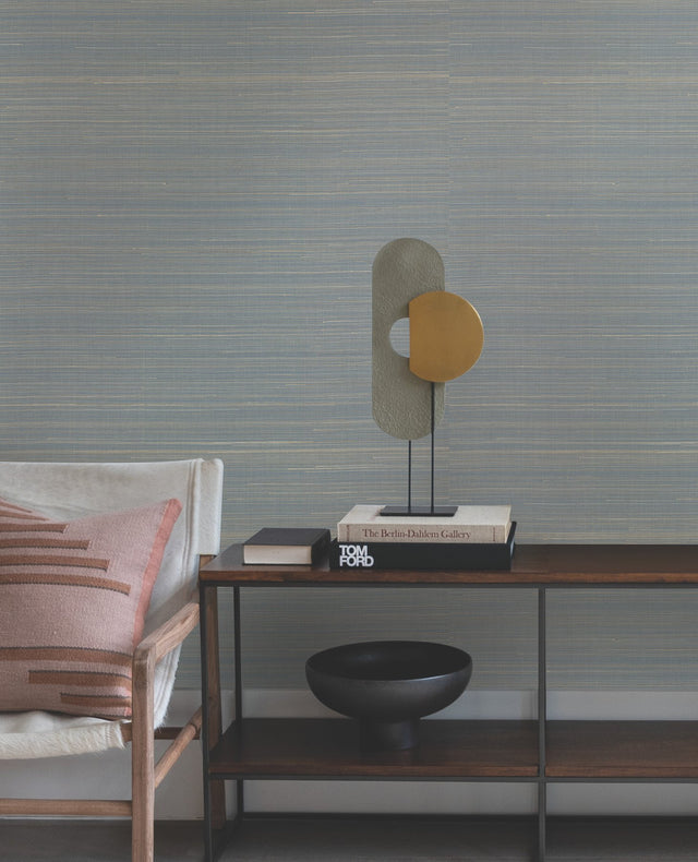 Abaca Weave Blue Grasscloth Wallpaper - York GL0503GV