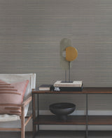 Abaca Weave Charcoal Grasscloth Wallpaper with Hand-Loomed Abaca Texture - York GL0504GV SAMPLE