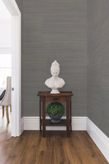 Abaca Weave Black Grasscloth Wallpaper with Natural Woven Texture - York GL0504SAM