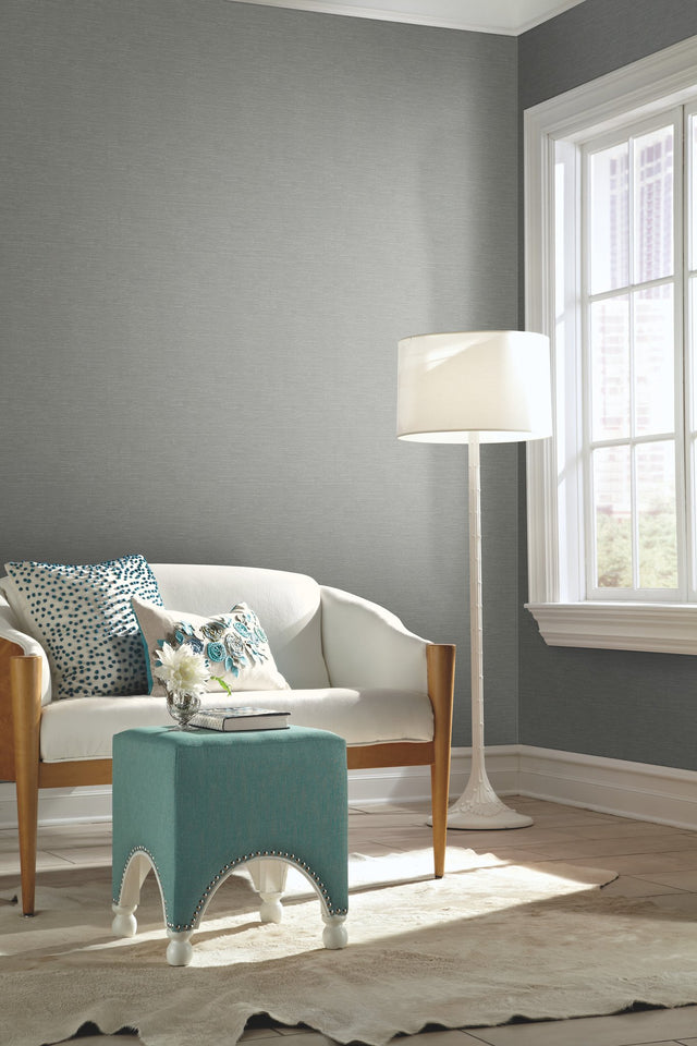 Essence Blue Metallic Wallpaper with Faux Grasscloth Texture - York GL0513N