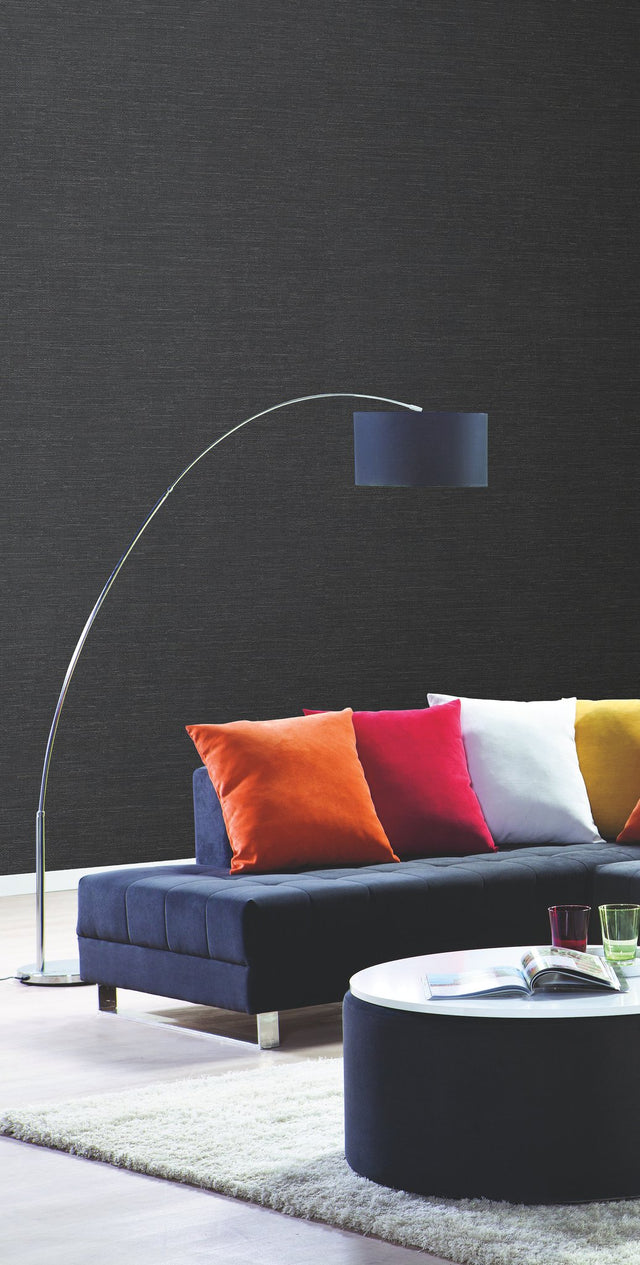 Essence Blue Metallic Wallpaper with Faux Grasscloth Texture - York GL0514N