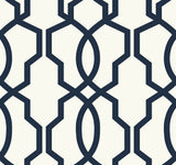 Hourglass Trellis Navy Wallpaper with Geometric Modern Pattern - York GM7521
