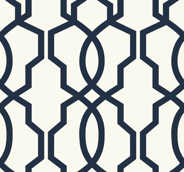 Hourglass Trellis Navy Wallpaper with Geometric Modern Pattern - York GM7521